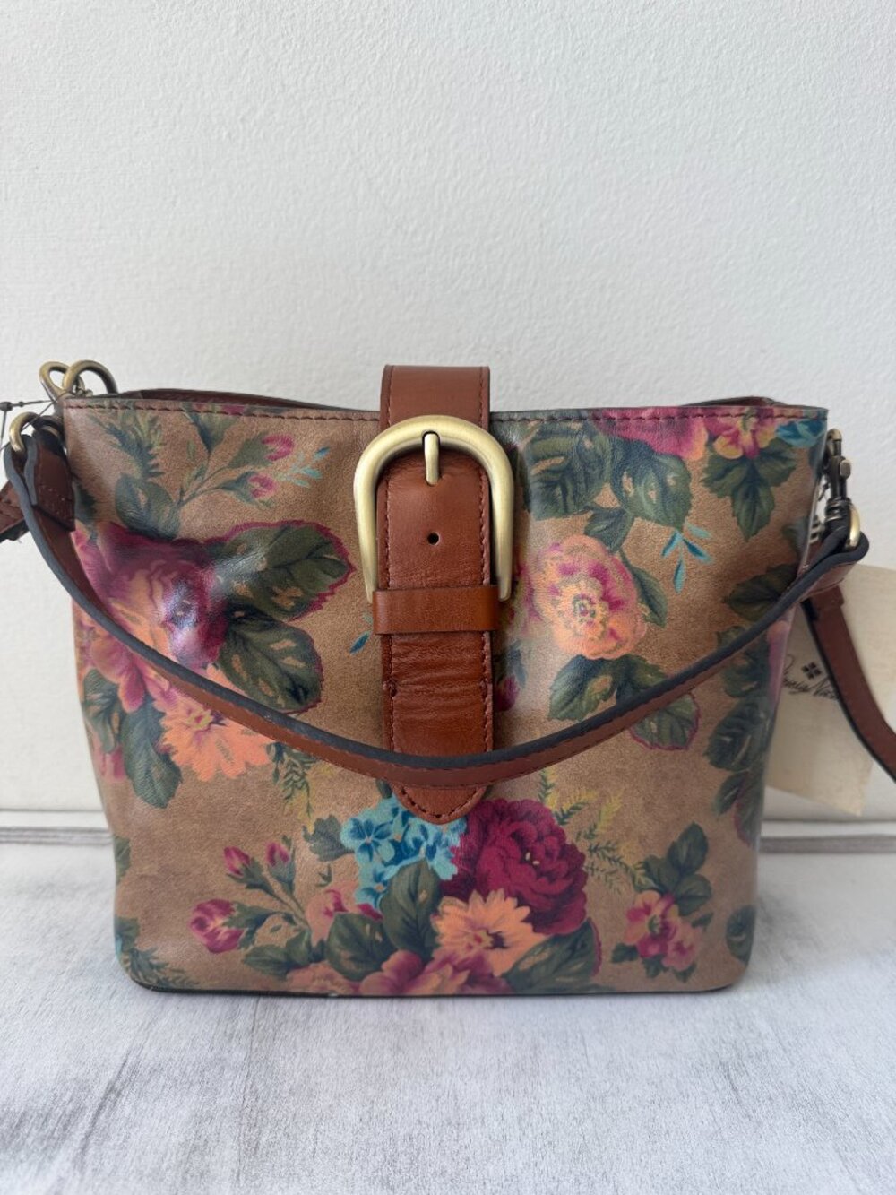 Patricia Nash Irving Bucket Handbag Leath Distressed Vintage Victorian Garden - Picture 10 of 14